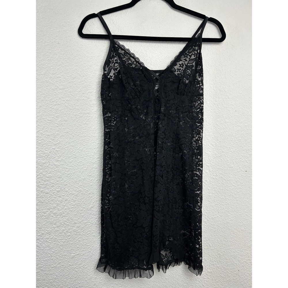 Vintage Y2K Black Lace Top Camisole Tank Stretch Gothic Fairy Grunge Babydoll XS